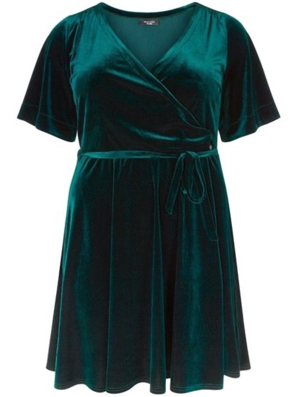 New Look Curves Emerald Green Velvet Wrap Midi Dress